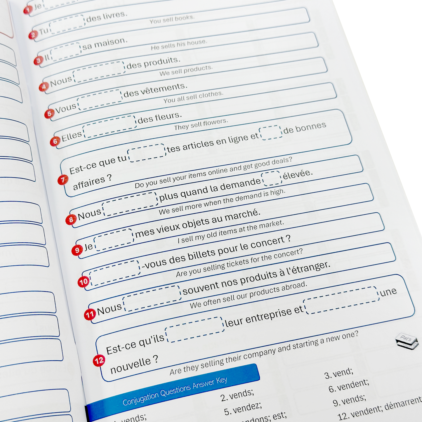 800 French Conjugation Flash Cards - 200 Verbs with Full Examples in Both French and English and 11 Different Tenses