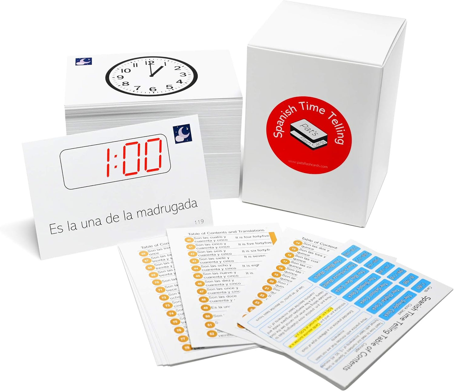 192 Spanish Time Telling Flash Cards