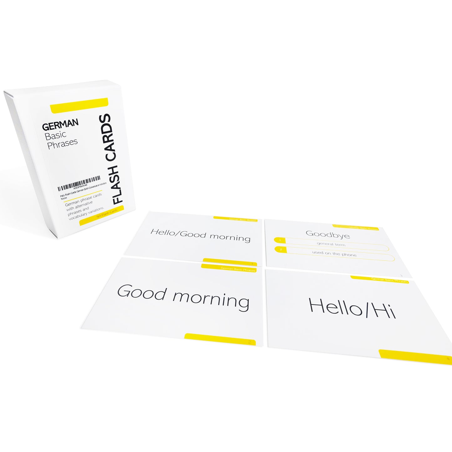 50 German Basic Phrases Flash Cards with Conversation Variations