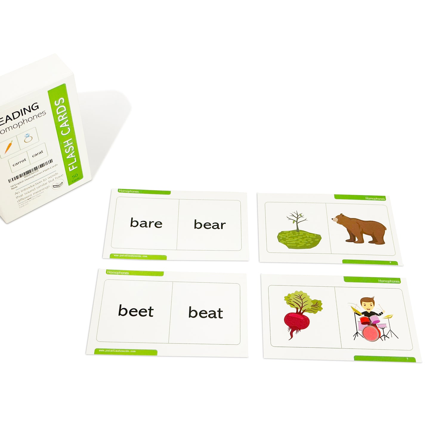 50 English Homophones Flash Cards