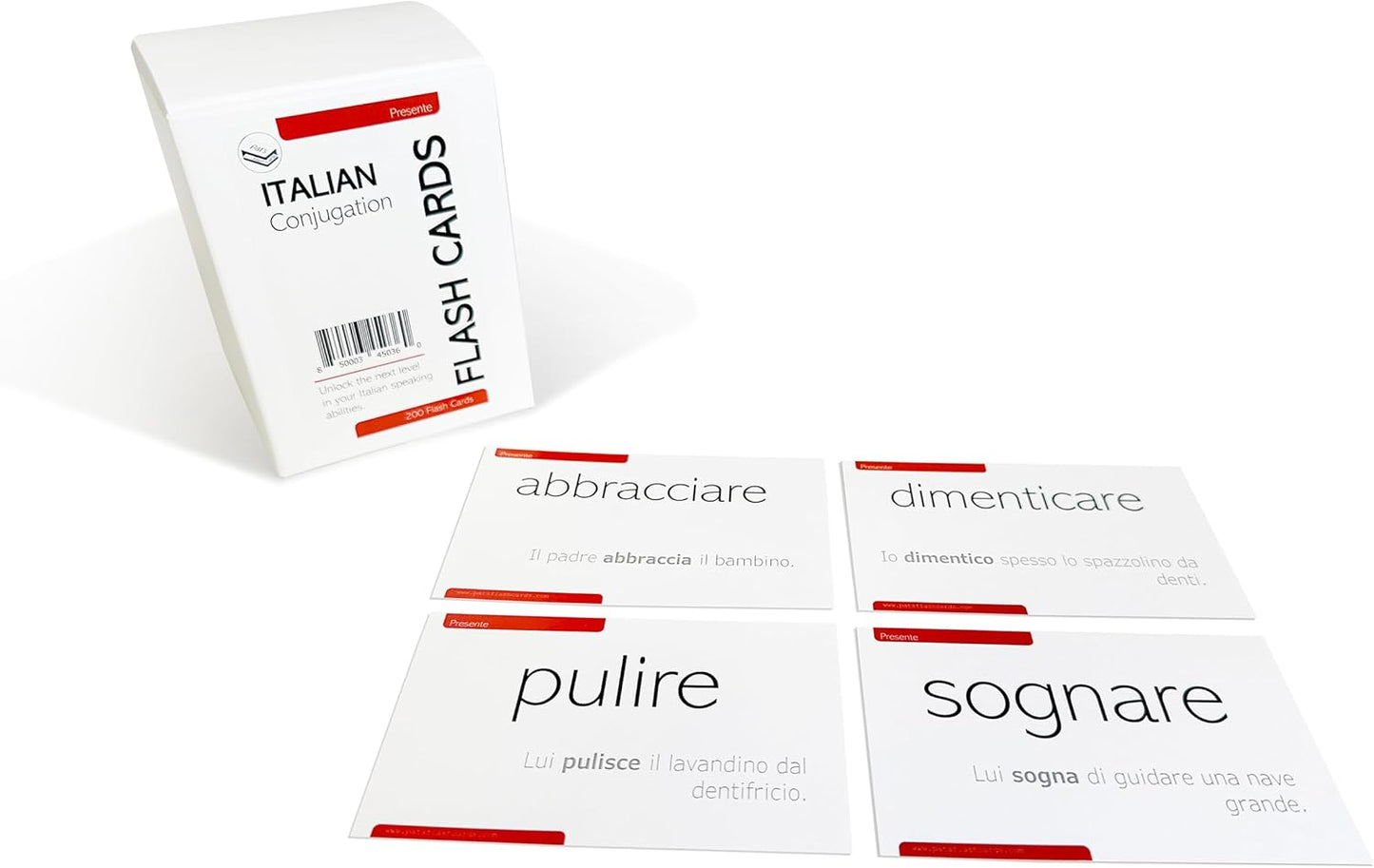 200 Italian Verb Conjugation Present Tense Flash Cards - Full Examples in Both Italian and English