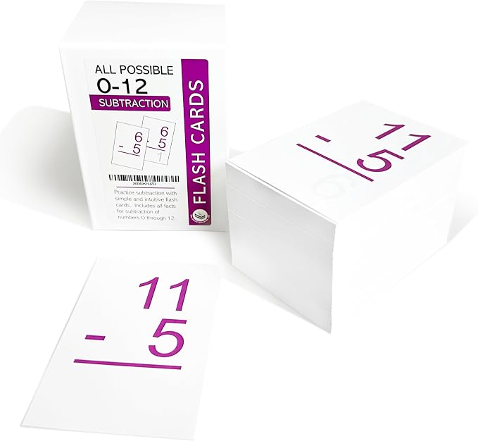 800 Math Flash Cards with All Possible 0-12 Addition, Subtraction, Multiplication and Division Facts with Transitional Concepts Cards and Introduction to Fractions Cards