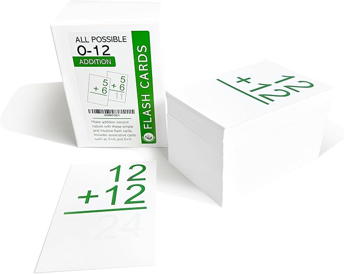 800 Math Flash Cards with All Possible 0-12 Addition, Subtraction, Multiplication and Division Facts with Transitional Concepts Cards and Introduction to Fractions Cards