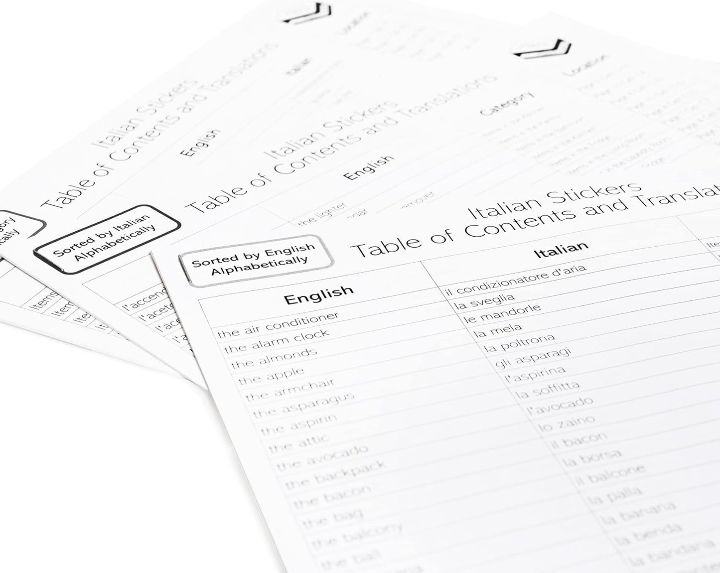 400 Learning Italian Stickers with Lookup Tables