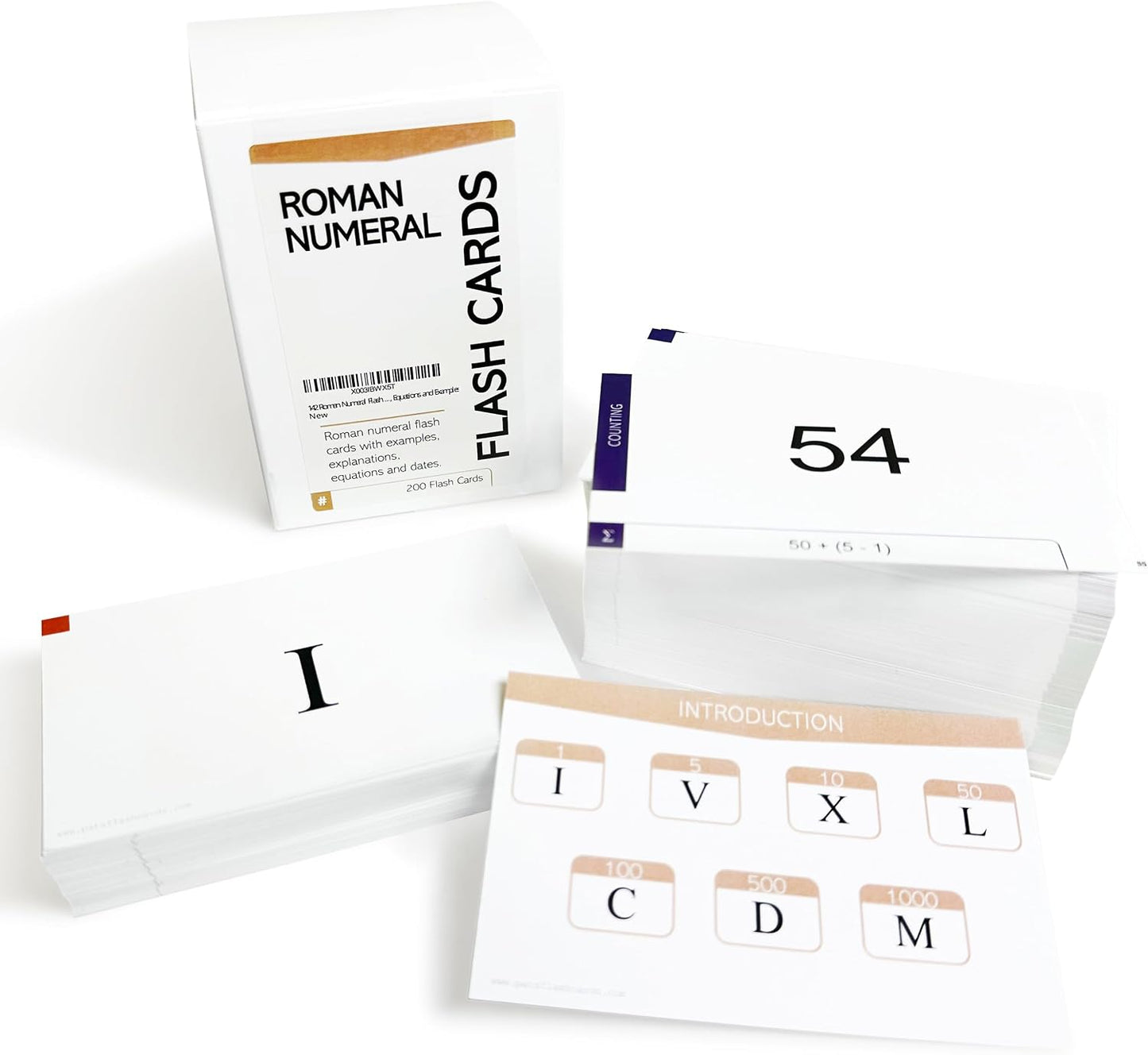 142 Roman Numeral Flash Cards with Explanations, Rules, Equations and Examples Made in The U.S.A
