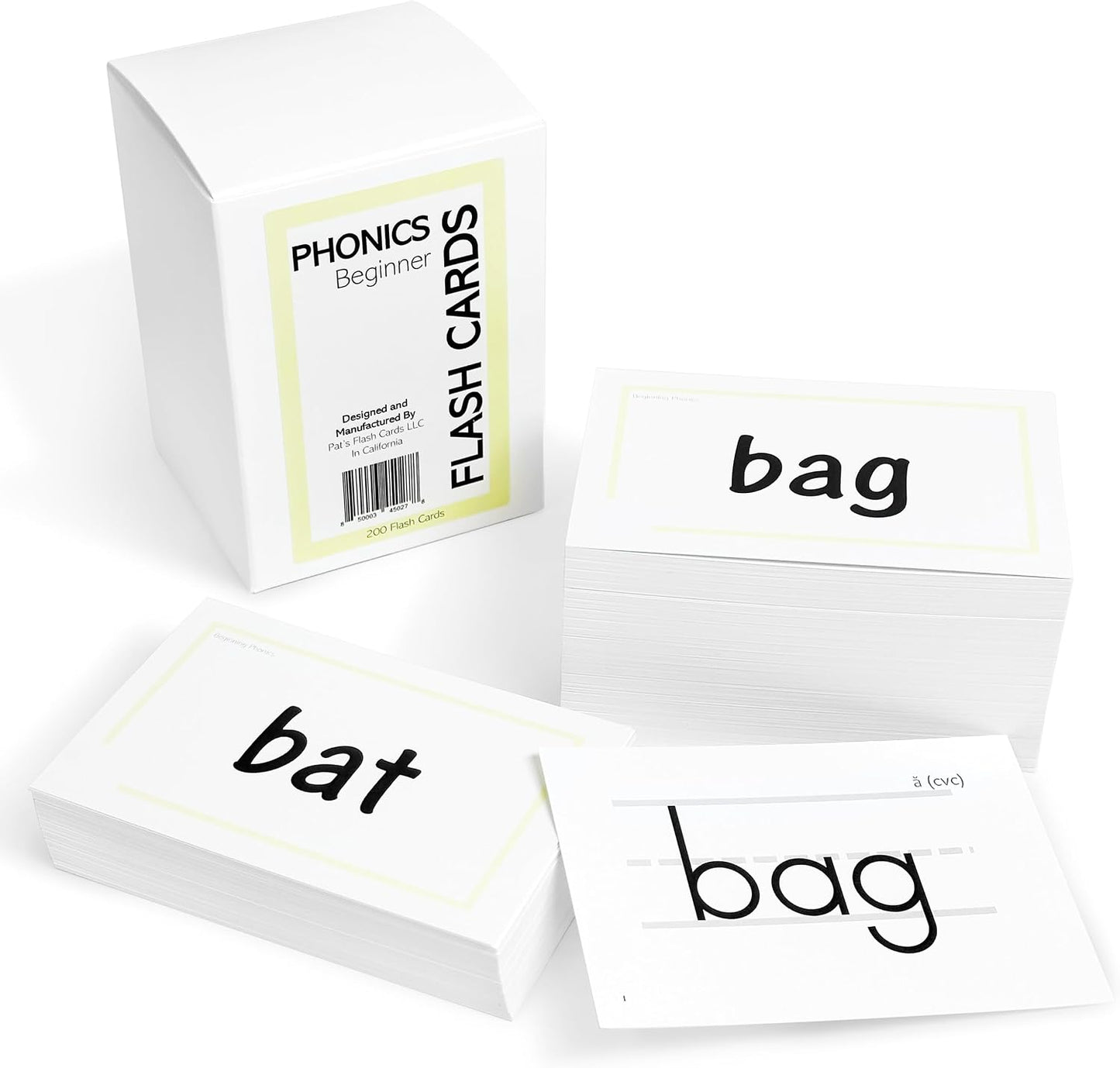 200 Beginning Phonics Flash Cards - CVC and CVCC Short Vowel Word Cards