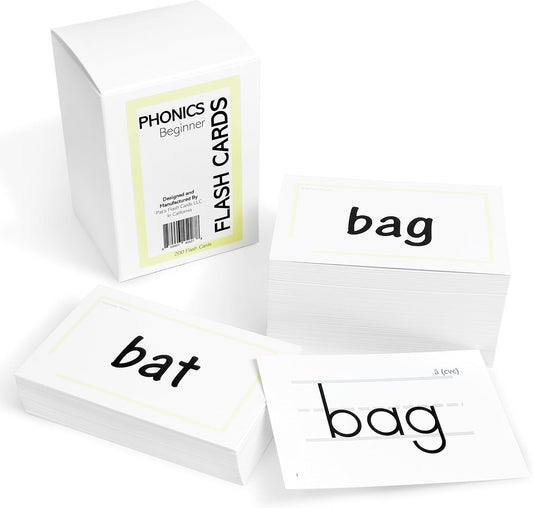 200 Beginning Phonics Flash Cards - CVC and CVCC Short Vowel Word Cards