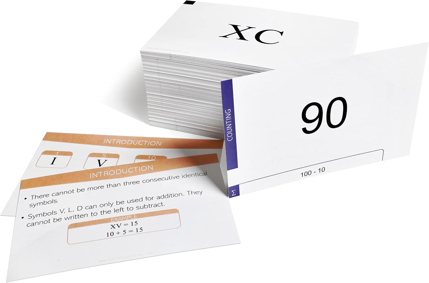 142 Roman Numeral Flash Cards with Explanations, Rules, Equations and Examples Made in The U.S.A