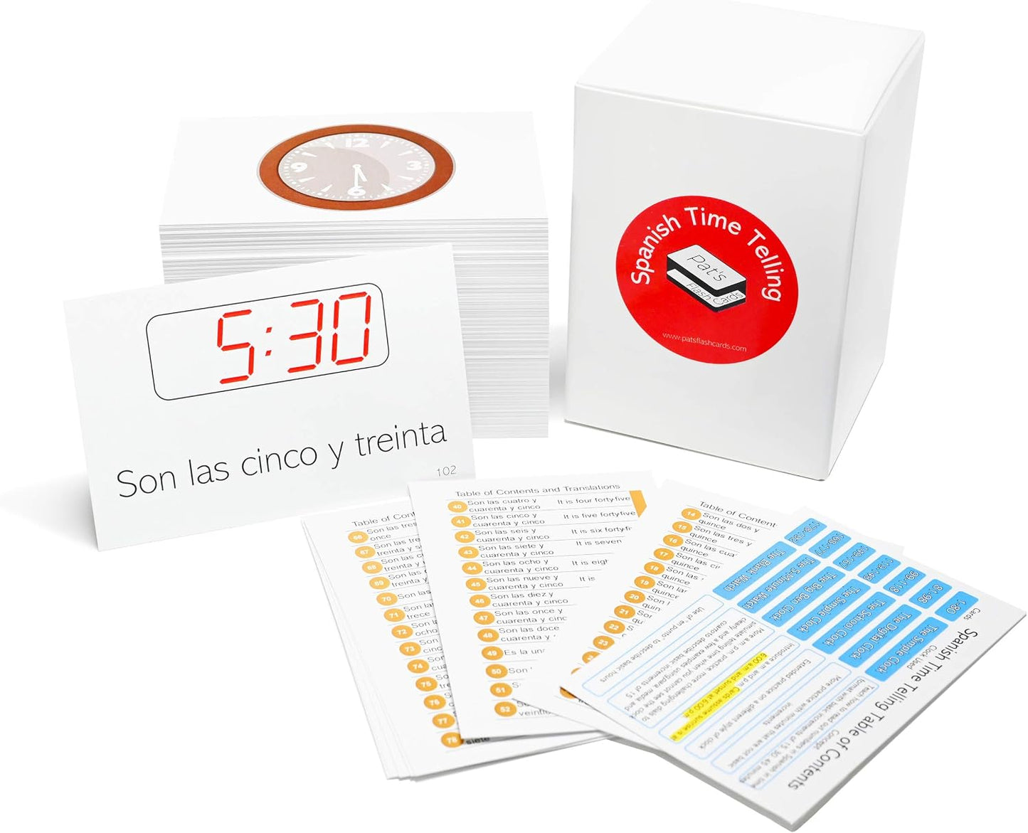 192 Spanish Time Telling Flash Cards
