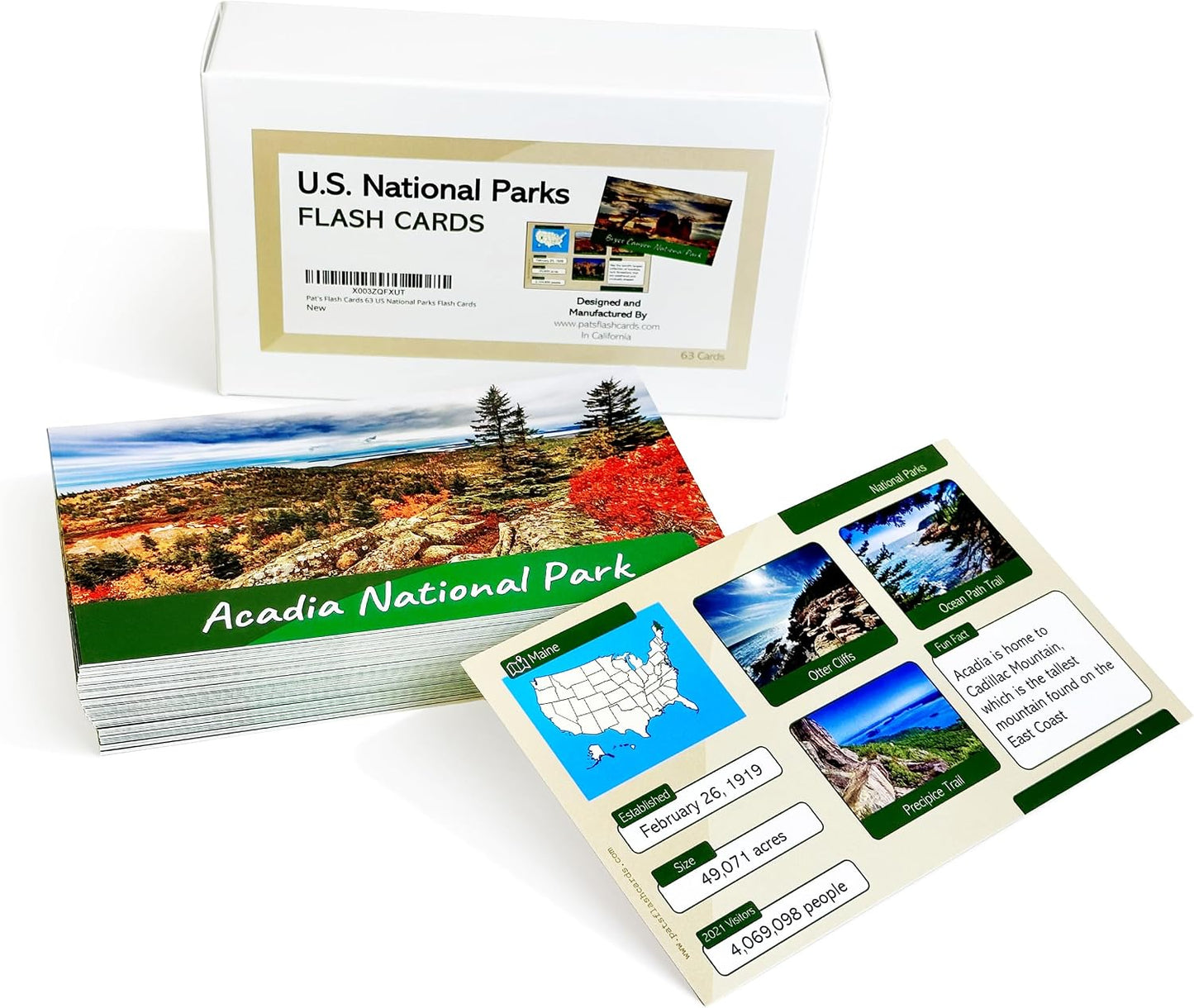 63 US National Parks Flash Cards