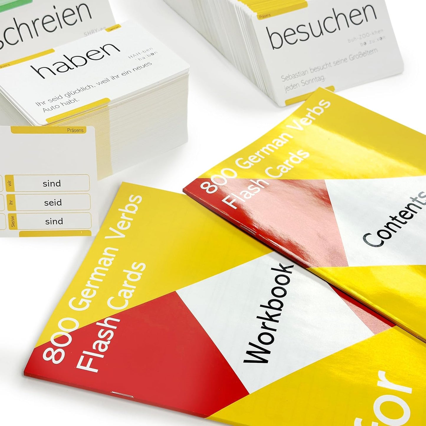 800 German Conjugation Flash Cards – 200 Essential Verbs in 9 Tenses