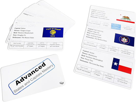 100 States and Capitals Flash Cards