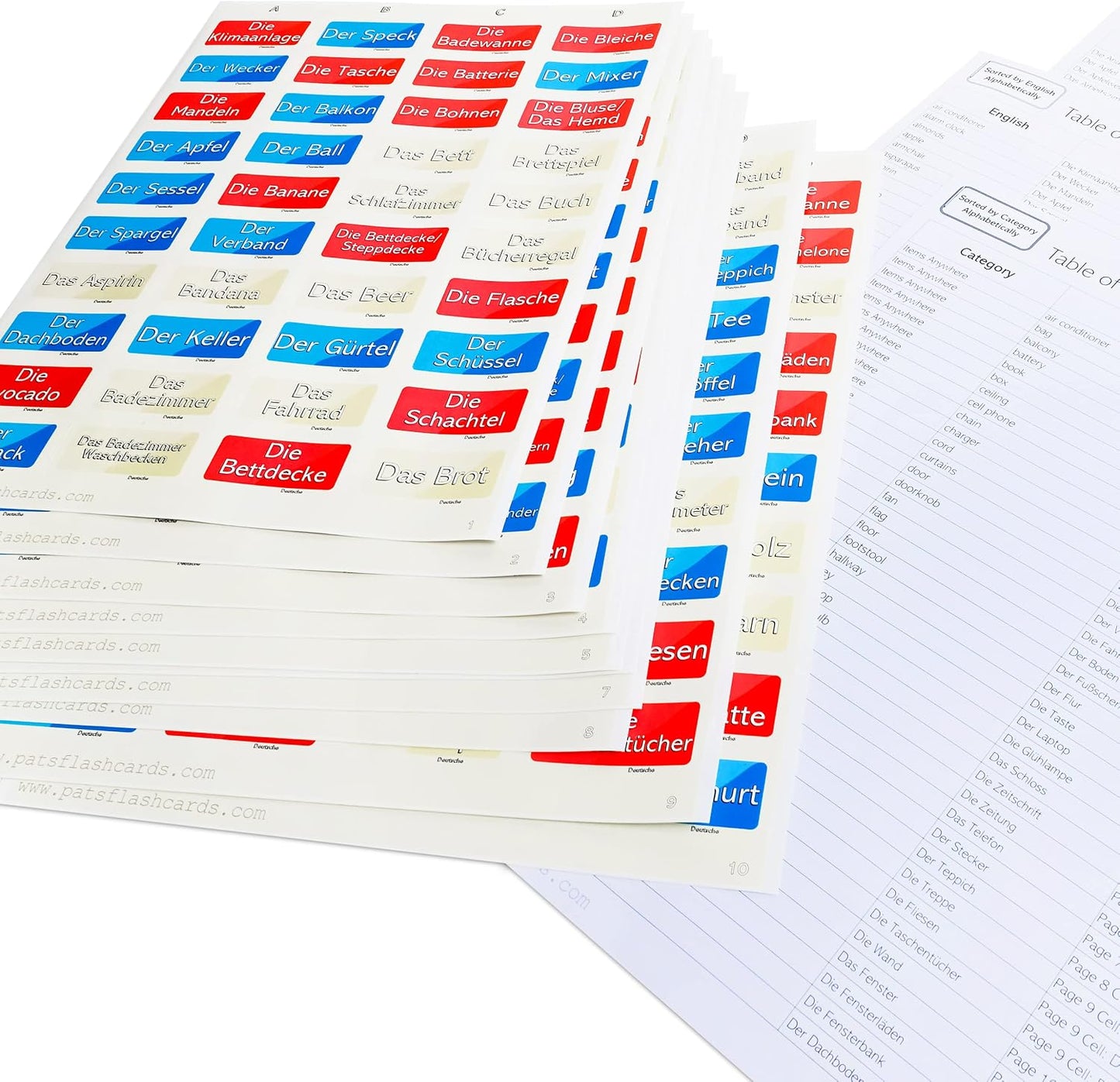 400 Learning German Stickers with Lookup Tables