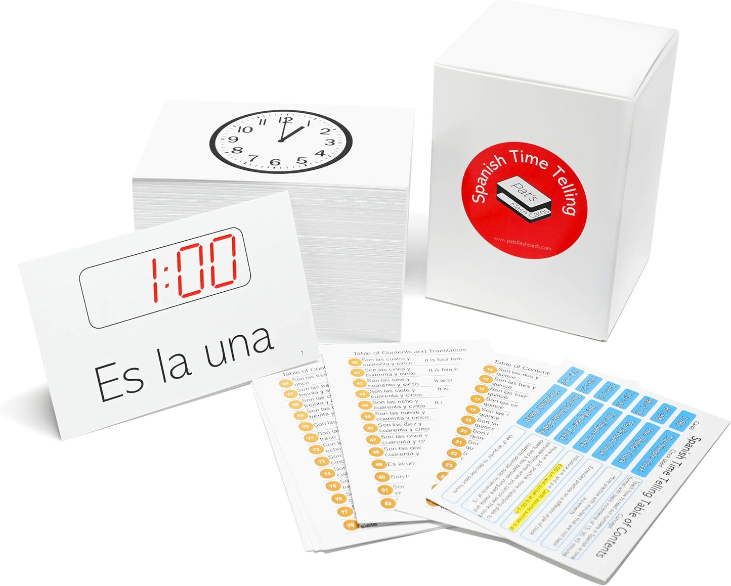 192 Spanish Time Telling Flash Cards