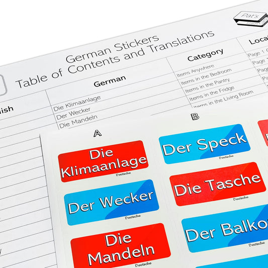 400 Learning German Stickers with Lookup Tables