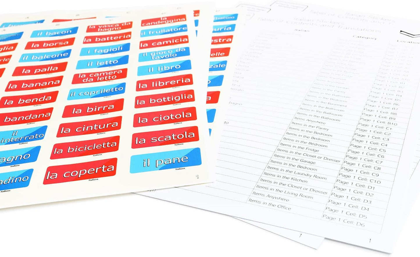 400 Learning Italian Stickers with Lookup Tables