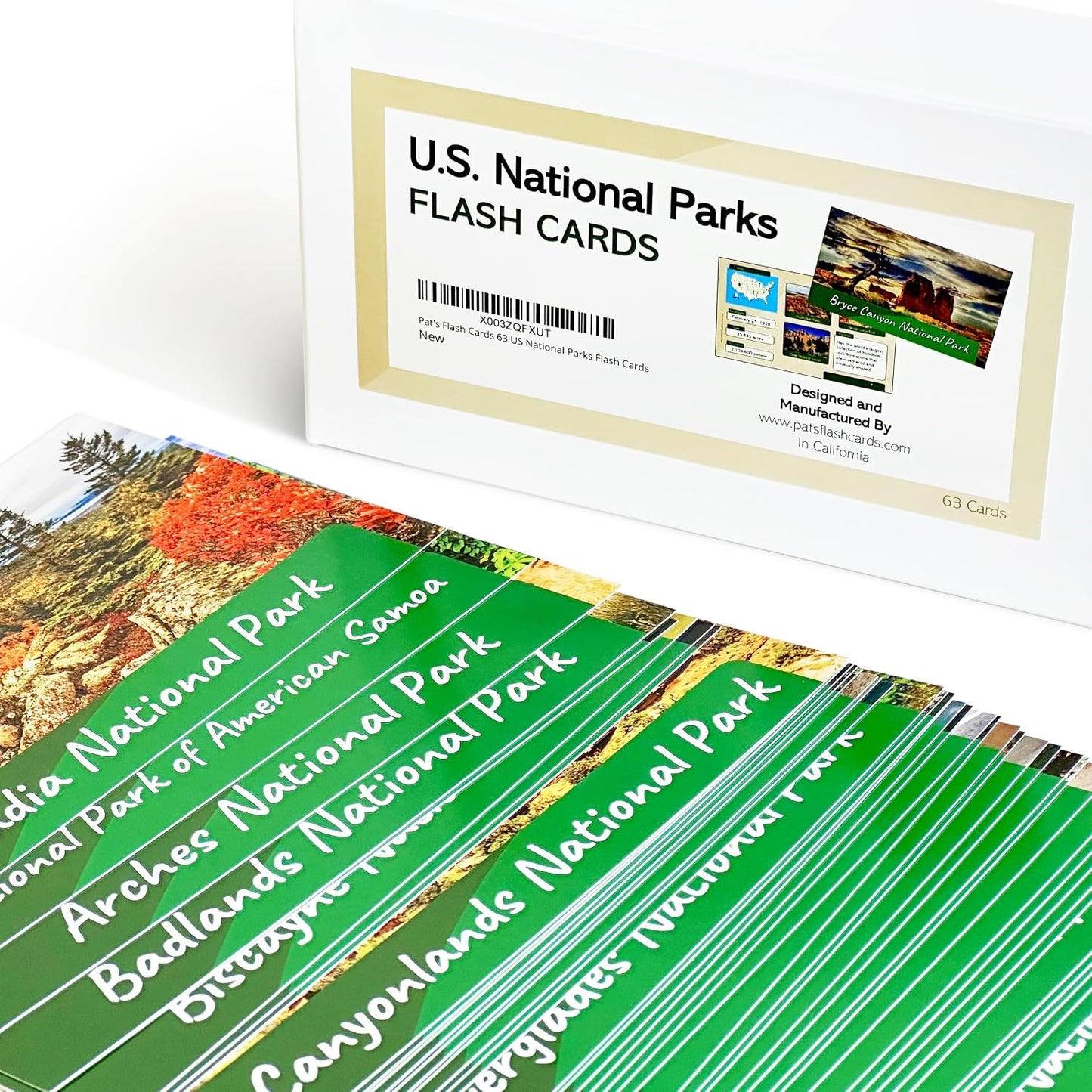 63 US National Parks Flash Cards