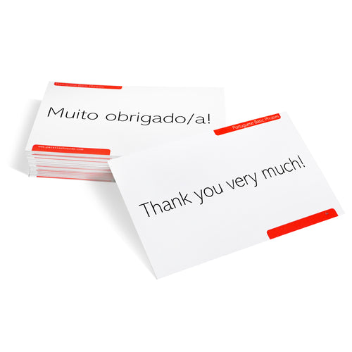 50 Portuguese Basic Phrases Flash Cards with Conversation Variations