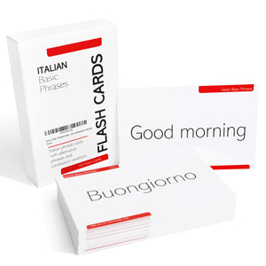 50 Italian Basic Phrases Flash Cards with Conversation Variations