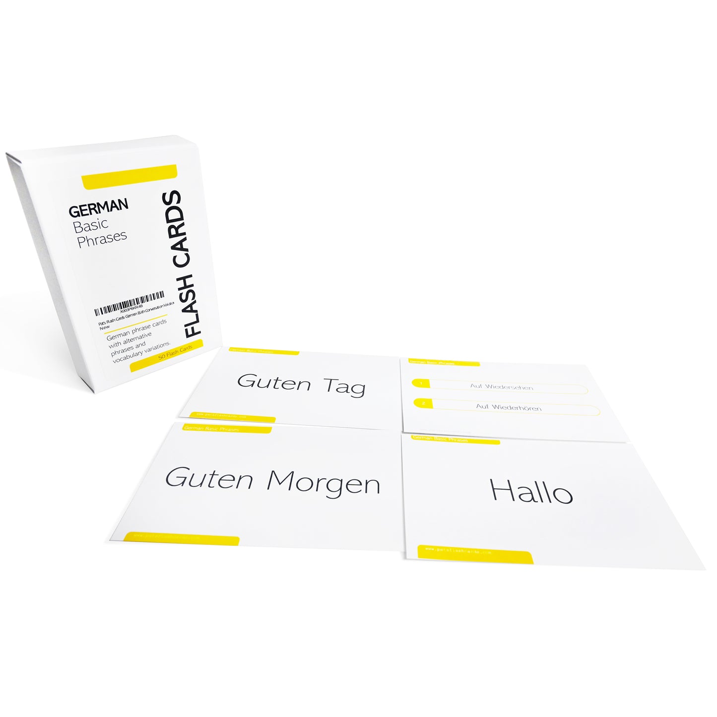 50 German Basic Phrases Flash Cards with Conversation Variations