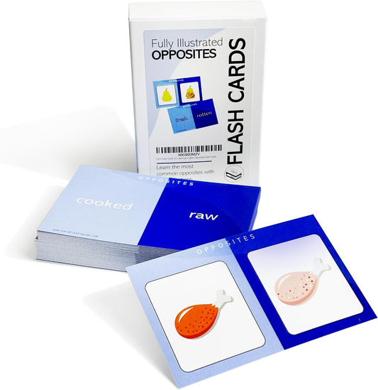50 Learning English Opposites Flash Cards