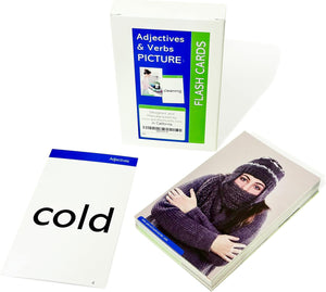 50 Learning English Adjectives and Verbs Picture Cards