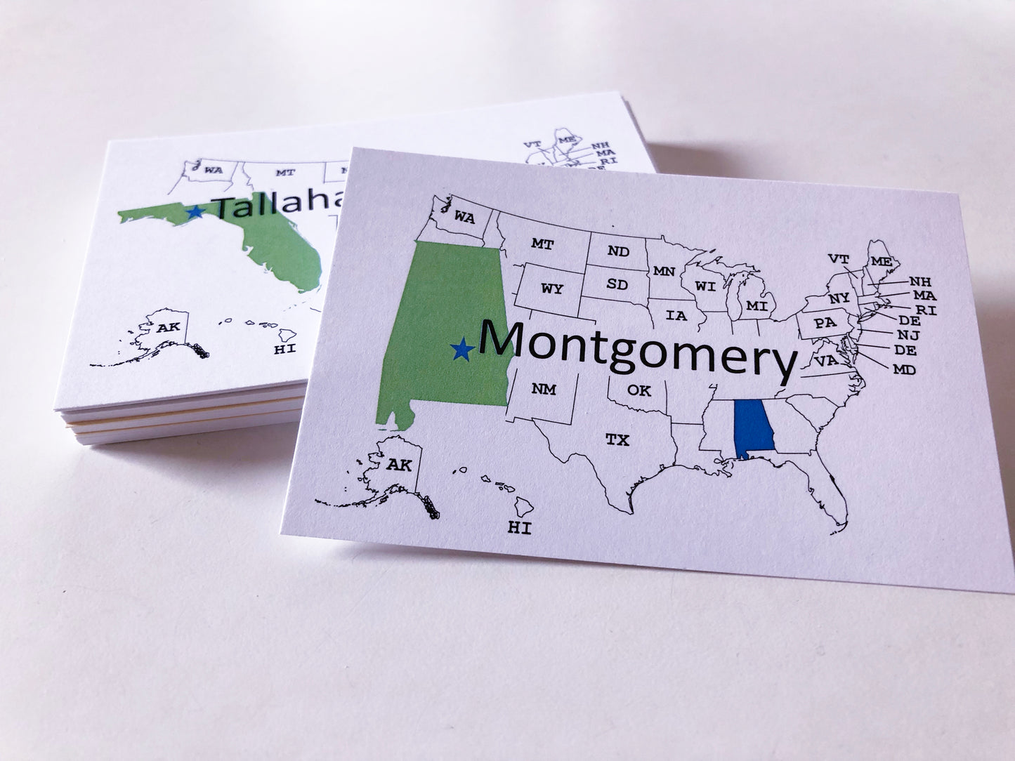 States and Capitals Flash Cards with Workbooks and Worksheets