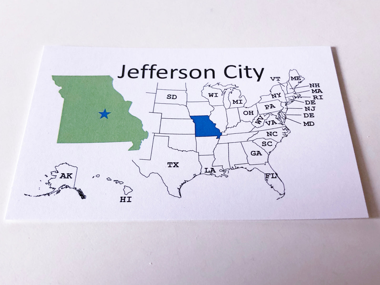 States and Capitals Flash Cards with Workbooks and Worksheets