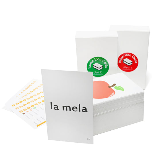 192 Italian Beginning Vocabulary Flash Cards with Original Artwork