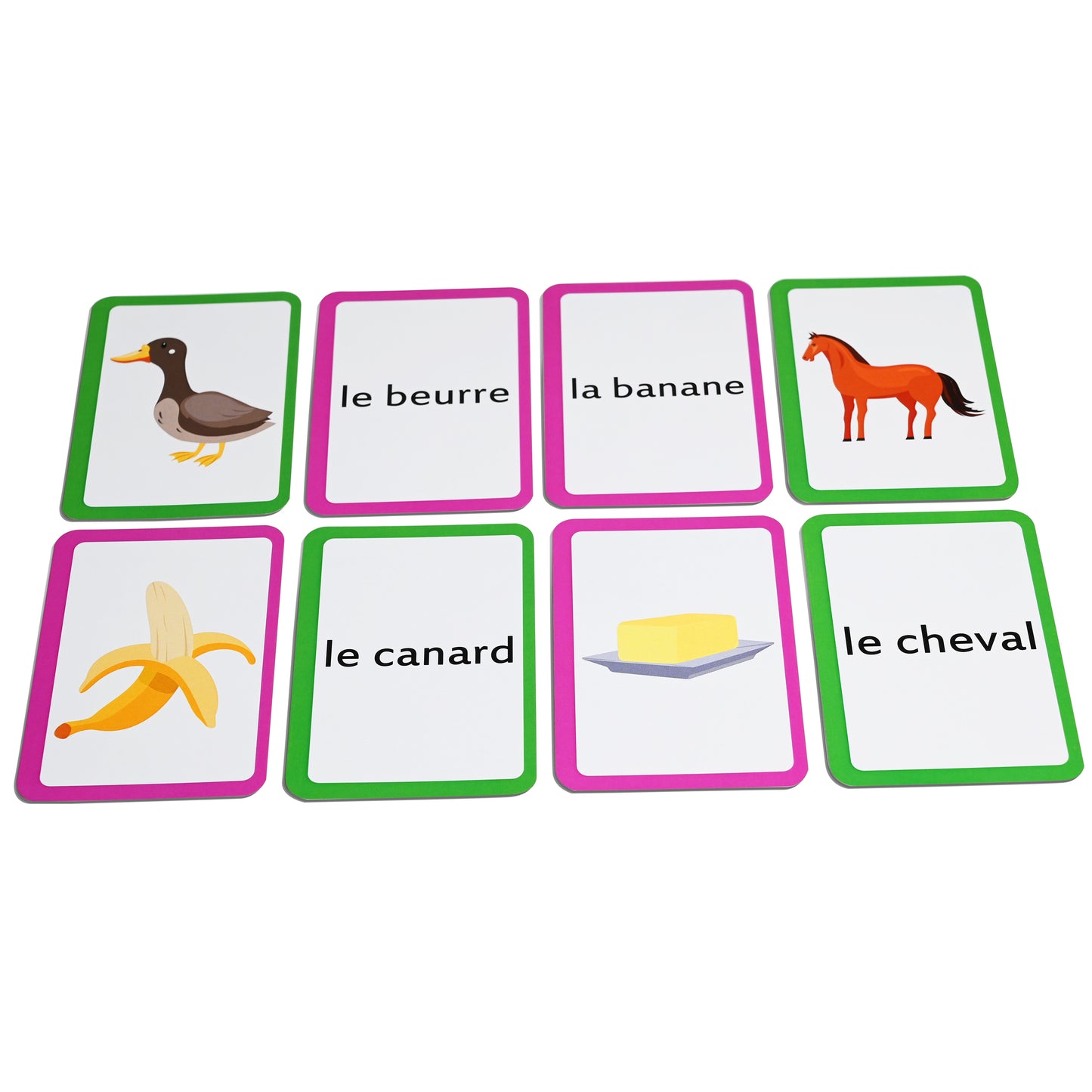 384 French Concentration and Memory Matching Card Game Playing Cards - Includes Animals, Food, Family, and More