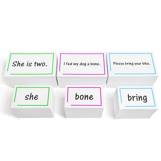 The 1,200 Sight Word and Sentences Reading Flash Cards Bundle - Reading Practice of Dolch and Fry Word Lists