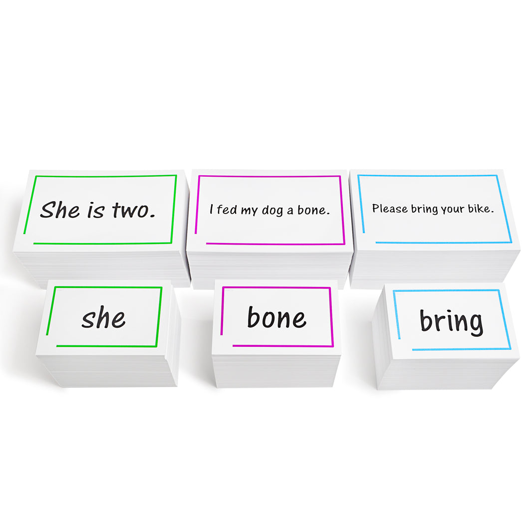 The 1,200 Sight Word and Sentences Reading Flash Cards Bundle - Reading Practice of Dolch and Fry Word Lists