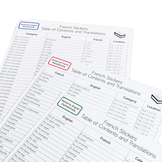 400 Learning French Stickers with Lookup Tables