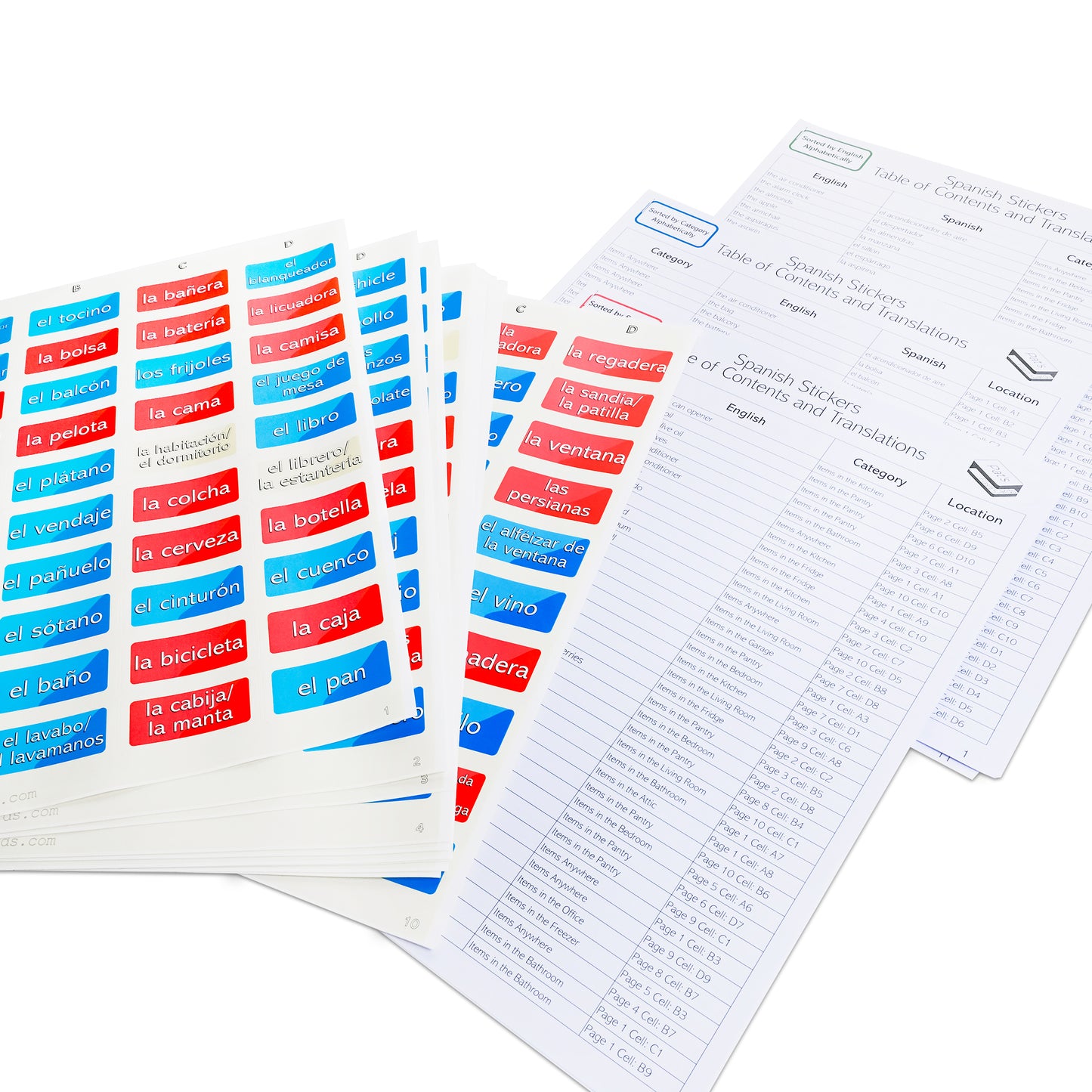 400 Learning Spanish Stickers with Lookup Tables