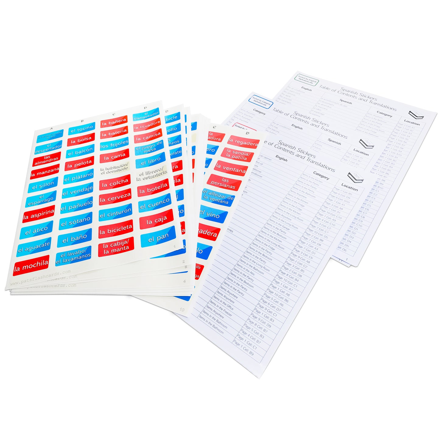 400 Learning Spanish Stickers with Lookup Tables