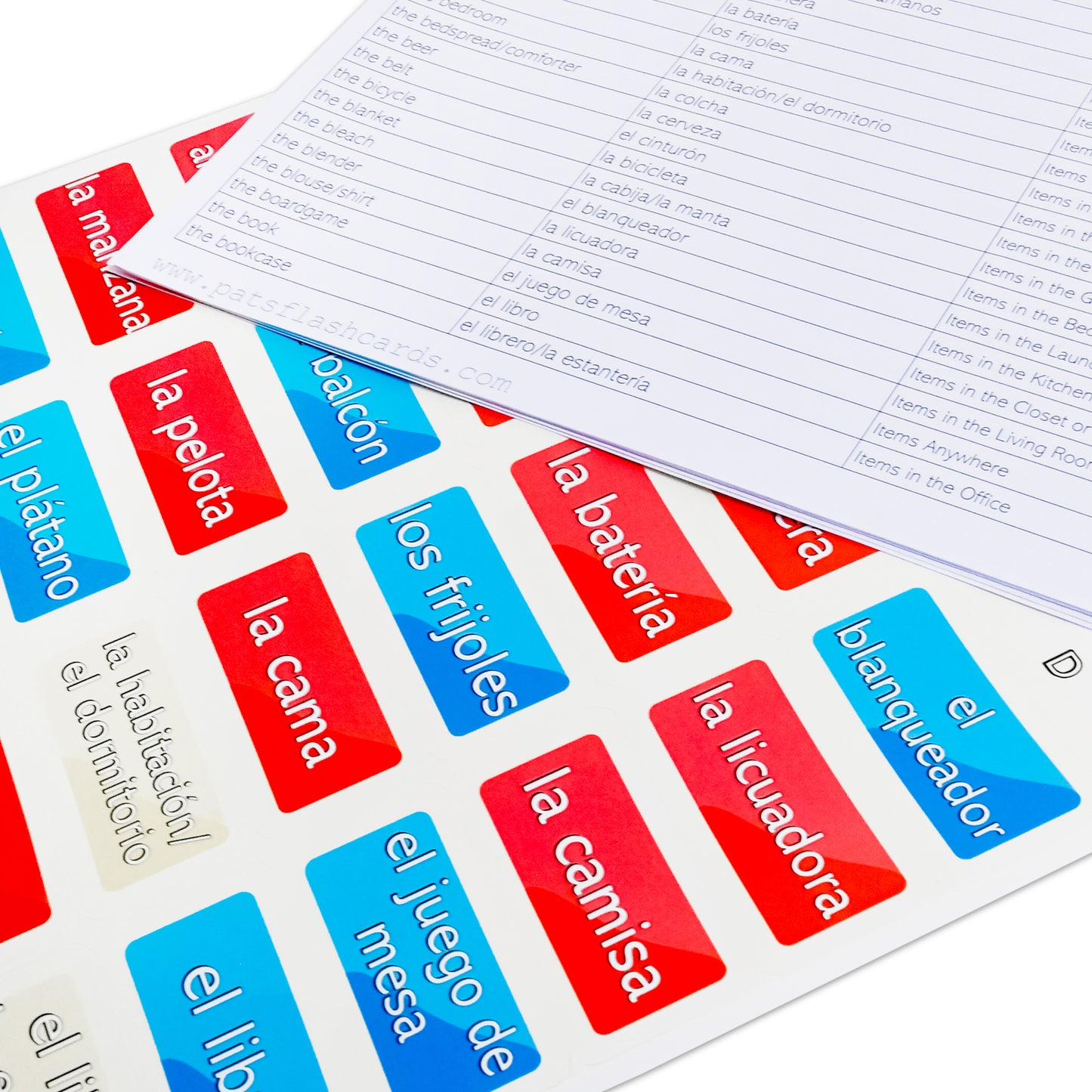 400 Learning Spanish Stickers with Lookup Tables