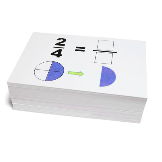 Beginning Graphical Fractions Simplification Math Flash Cards- W/ Pie Charts