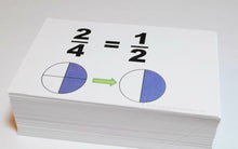 Beginning Graphical Fractions Simplification Math Flash Cards- W/ Pie Charts